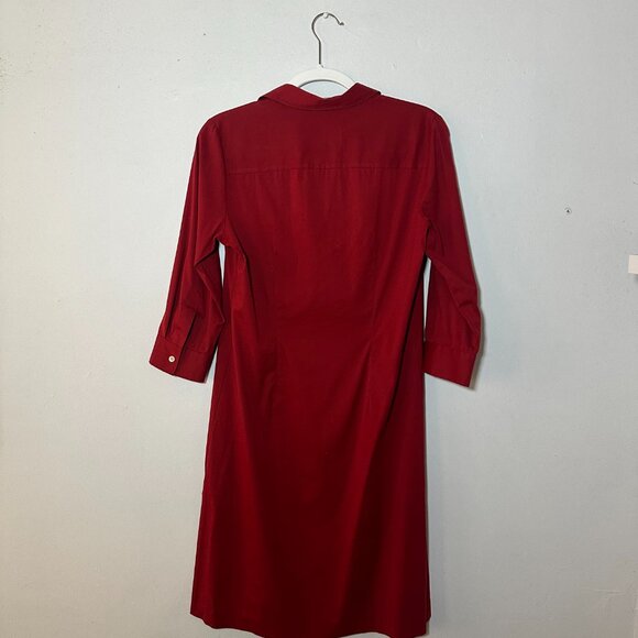 Theory Red Button Front Shirt Dress — Size M, Classic Minimalist Style - Picture 4 of 7